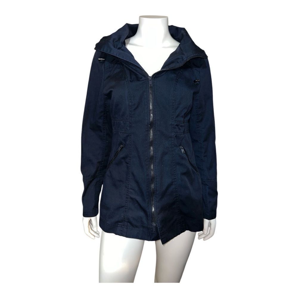 Zenana Outfitters Juniors Blue Jacket Hooded Unlined Large EUC